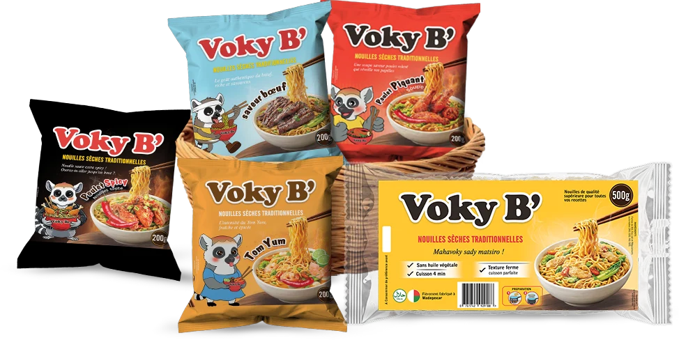 Assortiment de nouilles Voky B’ 500 g et 200 g